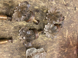 Vtg Flower Glass Brass Drawer Pulls Handles Cabinet Knobs Lot Victorian 1900's