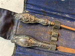 VTG Antique Victorian Silver Plated Ladies Manicure Nail Portable Kit Leather