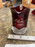 Antique Ruby Red Flash Glass Souvenir Pitcher Creamer Crawford 1907 Vtg Glasswar