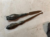 VTG Antique Victorian Silver Plated Ladies Manicure Nail Portable Kit Leather