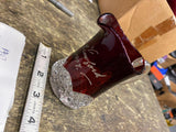 Antique Ruby Red Flash Glass Souvenir Pitcher Creamer Crawford 1907 Vtg Glasswar