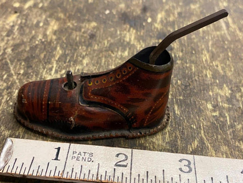 Vtg KT Japan Wind Up Celluloid Dog Toy Pulling Tin Shoe 60's