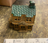 Cast Iron Antique Coin Bank Ac Williams Dutch House Green Roof 1910-1931 Penny