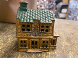 Cast Iron Antique Coin Bank Ac Williams Dutch House Green Roof 1910-1931 Penny