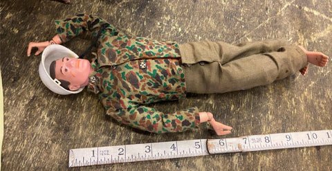 1964 Gi Joe Action Figure Marine Rare Talking Outfit MP Military Police Helmet!