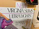 Vtg 1987 Tin sign Virginia Slims Tobacco 15x10 Model Cigarettes Store display!