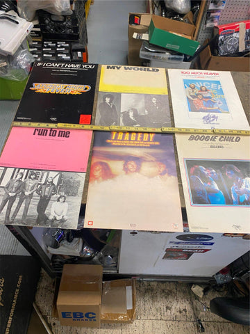Vtg BeeGees Records Music Sheets Promo Album Lot Satruday night fever My World