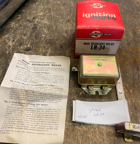 Standard Motor Prod LR-34 Dual Headlight 12V Relay NOS USA Auto Truck Vtg NOS