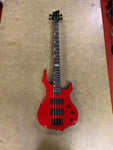 Glarry Burning Fire Glossy Red Electric Bass Guitar W/ Sojill Guitar Case