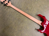 Glarry Burning Fire Glossy Red Electric Bass Guitar W/ Sojill Guitar Case