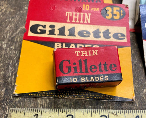 Vtg Gillette Razor Blades Shaving NOS Orig Advertising Display Card Thin 10pk!