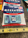 Vtg Gillette Razor Blades Shaving NOS Orig Advertising Display Card Blue 10pk!