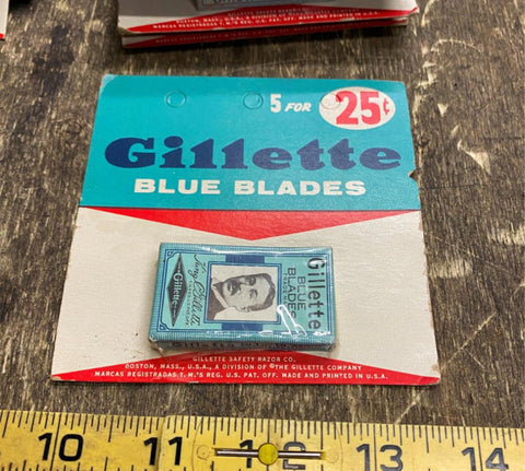 Vtg Gillette Razor Blades Shaving NOS Orig Advertising Display Card Blue Blades!
