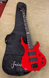 Glarry Burning Fire Glossy Red Electric Bass Guitar W/ Sojill Guitar Case