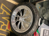 Pair Custom Mag Wheels Manhatten Tires 3x16 3x18 Harley Touring Softail Chopper