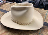 Vtg Stetson 5X XXXXX beaver Western Cowboy hat Bone White Small Feather
