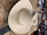 Vtg Stetson 5X XXXXX beaver Western Cowboy hat Bone White Small Feather
