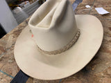 Vtg Stetson 5X XXXXX beaver Western Cowboy hat Bone White Small Feather