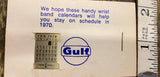 Vtg 1970 Gul Oil Gas Co Advertising Watch Band Calendar Inserts Set Display coll