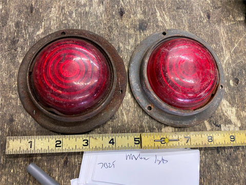 Vintage Pair Marker lights Truck Trailer Bus Motor home  4" Red Metal