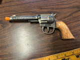 Vintage 1960s Made In USA Hubley Rodeo Cap Shooting Toy W/ Holster Amber Grips