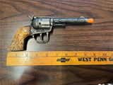Vintage 1960s Made In USA Hubley Rodeo Cap Shooting Toy W/ Holster Amber Grips