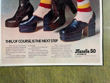 Vintage 1980s Made In USA Maxella 50 Stoneys Shoes Advertising Poster Sign