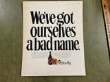 Vintage Homemade? Chandy Alcohol Beer Cardboard Advertising Sign Man Cave