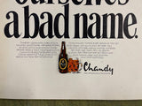 Vintage Homemade? Chandy Alcohol Beer Cardboard Advertising Sign Man Cave