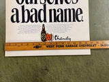 Vintage Homemade? Chandy Alcohol Beer Cardboard Advertising Sign Man Cave