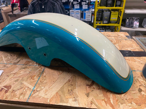 turquoise Creme Front Fender Harley Fatboy Custom Softail Chopper