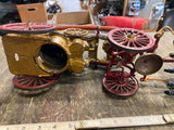 Antique Hubley Dent Cast Iron Toy fire men Truck Carriag Horses Pumper 20's 22"