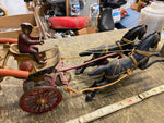 Antique Hubley Dent Cast Iron Toy fire men Truck Carriag Horses Pumper 20's 22"