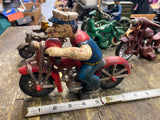 Popeye Sailor man Harley Patrol Motorcycle Police Cast Iron Toy Figurine Hubley