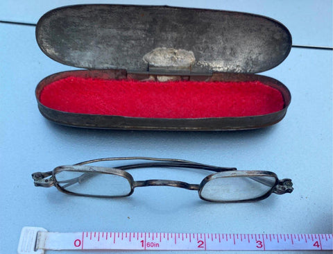 Antique 1840's Coin silver Spectacles Glasses PRe civil war Case!