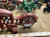 Harley Patrol Motorcycle Police Cast Iron Toy Hubley Collector Vtg