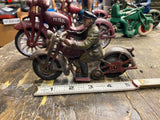 Harley Patrol Motorcycle Police Figurine Cast Iron Toy Hubley Collector Vtg