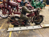 Harley Patrol Motorcycle Police Figurine Cast Iron Toy Hubley Collector Vtg