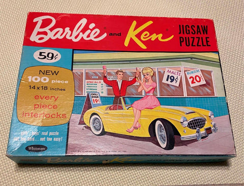 1962 Barbie & Ken Doll Puzzle Poster Great Graphix Austin Healey Collectible!