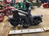 Harley Patrol Motorcycle Police Figurine Cast Iron Toy Hubley Collector 5" 30's