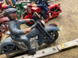 Indian Patrol Motorcycle Police Figurine Cast Iron Toy Hubley Champion Blue 30's
