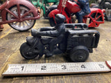 Crash CAr Motorcycle Police Figurine Cast Iron Toy Hubley Champion Trike repop
