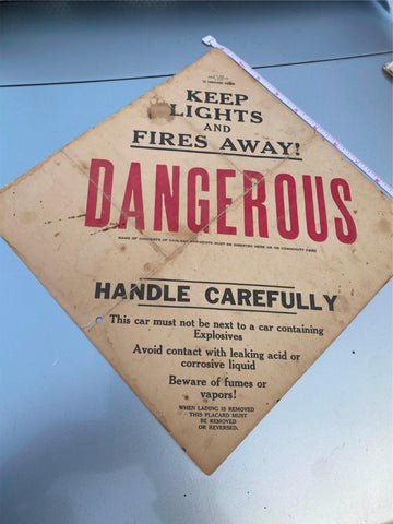 Railroad Car Sign Dangerous Railroad Train Vtg Collectible Advertising Memorabil