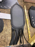 USA Fender Mud Flap Motorcycle Harley Honda Fringe Braid Leather Custom Made!