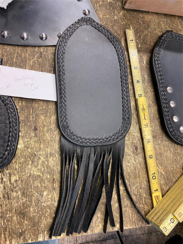 USA Fender Mud Flap Motorcycle Harley Honda Fringe Braid Leather Custom Made!