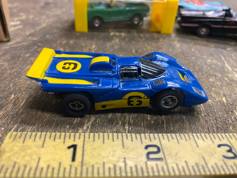 Vtg Aurora AFX FERRARI 512M Flametrower Blue Slot Car1960's Cigar Box Minty!