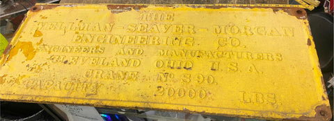 1/4" Thick Metal Advertising Sign Plate Wellman Seaver Crane Antique Tag 41x17 !