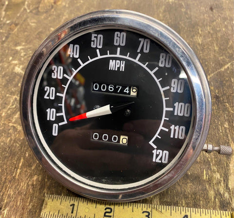 Speedometer Harley FLH 2:1 Shovelhead Panhead Dash mount 600 miles Wide Glide