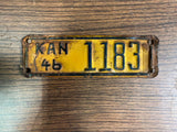 VTG Original 1946 Kansas Motorcycle License Plate 1183 Harley Indian Rare