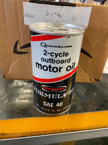 Vtg Quicksilver Formula 50 2 Cycle Outboard Motor Oil Tin Can Marine Boat Full!